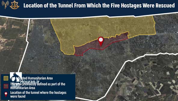[تصویری که ارتش اسرائیل منتشر کرده و محل تونل ادعایی را نشان داده است]